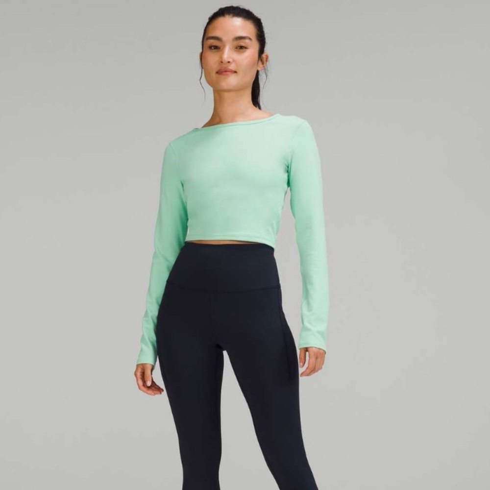 Lululemon Wunder Train Cropped Long Sleeve Shirt | mint| size:10